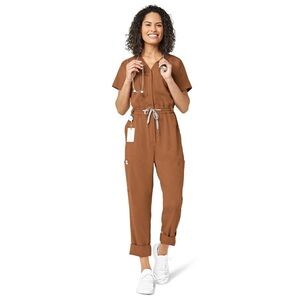 WonderWink Renew Scrubs Jumpsuit Chai Large NWT